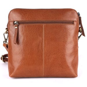 Tan leather crossbody bag crafted by leather bag manufacturer in Kolkata