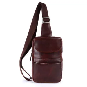 Stylish brown leather sling bag manufactured by a premium bag manufacturer