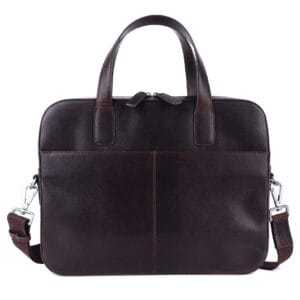 Large leather messenger bag with flap closure and adjustable shoulder strap, ideal for work or travel