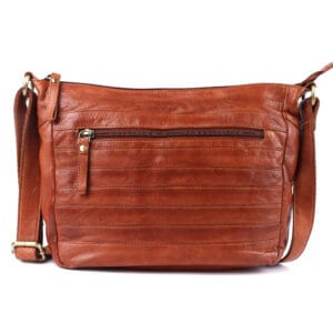 Handcrafted brown leather sling bag showcasing premium leather goods export from India