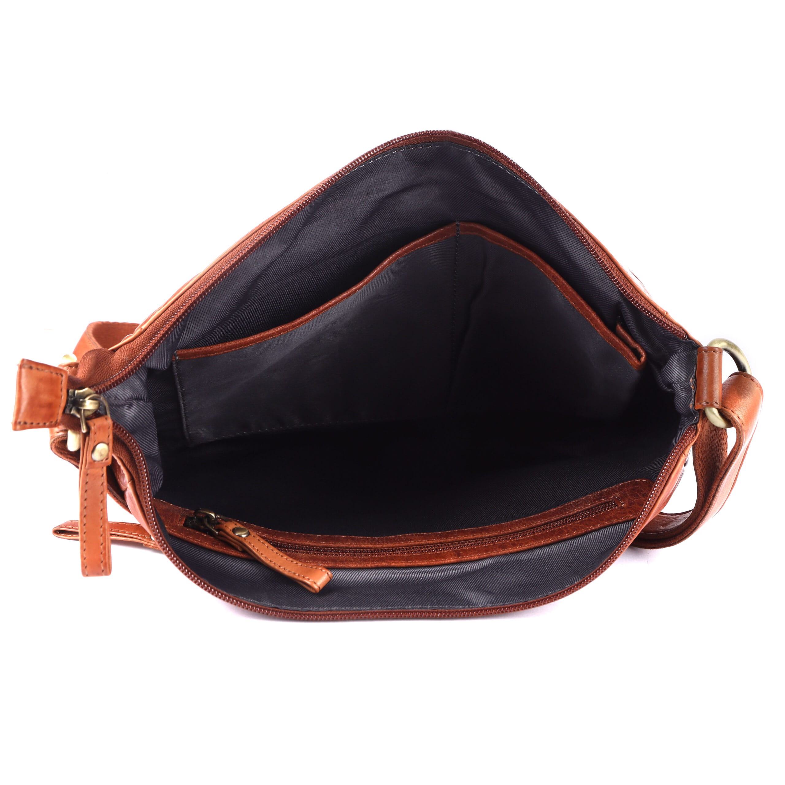 Handcrafted Brown Leather Sling Bag - Image 5