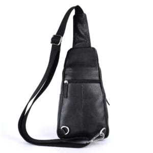 Black leather crossbody sling bag by premium manufacturer for bags