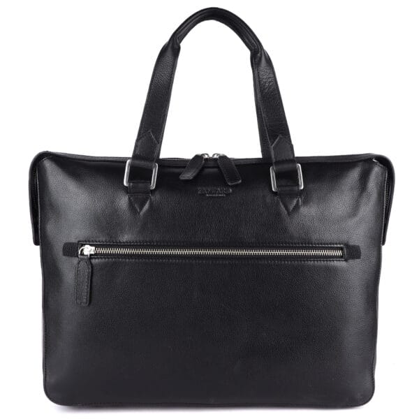 Premium Leather Business Briefcase - Black - Image 2
