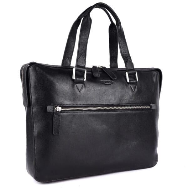 Premium Leather Business Briefcase - Black - Image 3