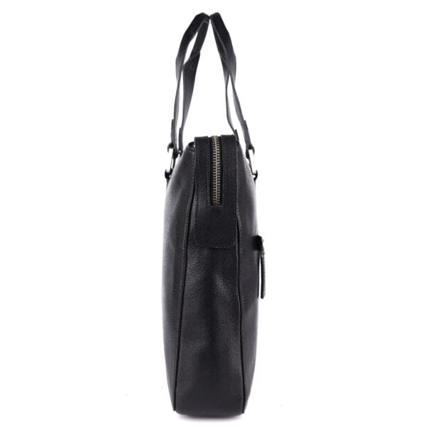 Premium Leather Business Briefcase - Black - Image 4