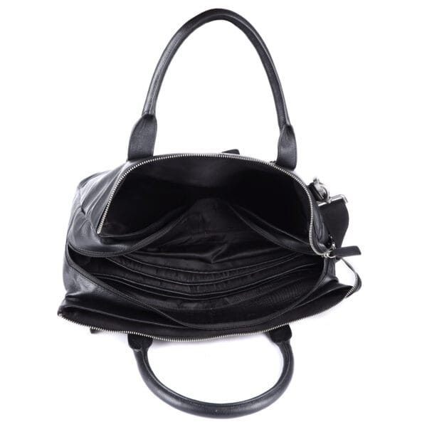 Black Leather Briefcase for Men - Image 2