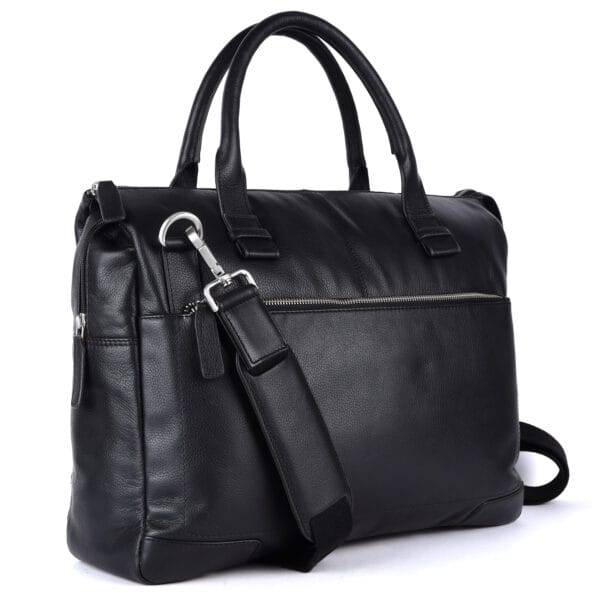 Black Leather Briefcase for Men - Image 3