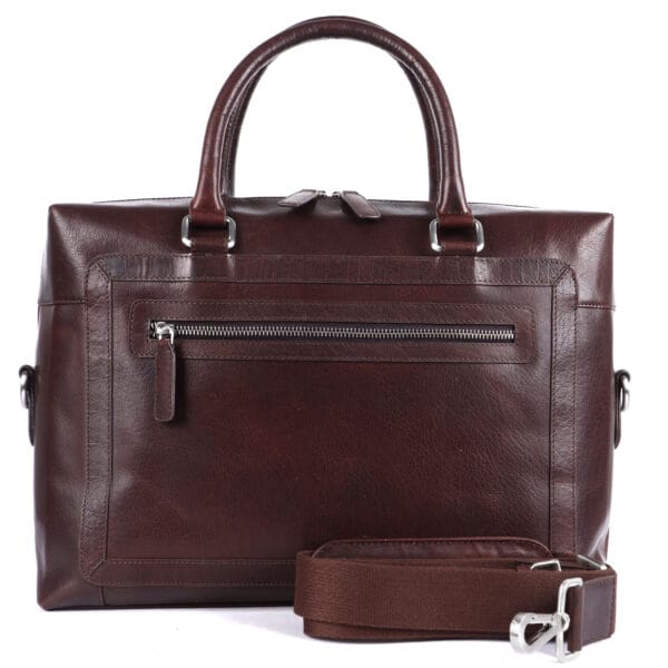 Premium Brown Leather Laptop Bag - Image 3