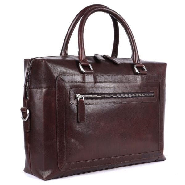 Premium Brown Leather Laptop Bag - Image 4