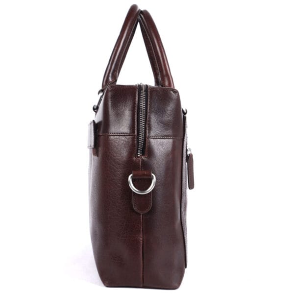 Premium Brown Leather Laptop Bag - Image 5