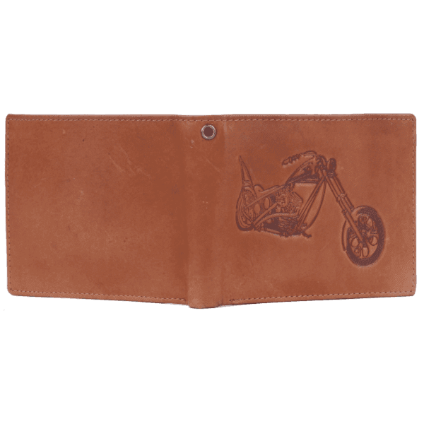 Motorcycle Engraved Leather Biker Wallet with Chain - Image 4