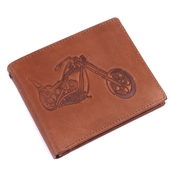 Motorcycle Engraved Leather Biker Wallet with Chain - Image 5