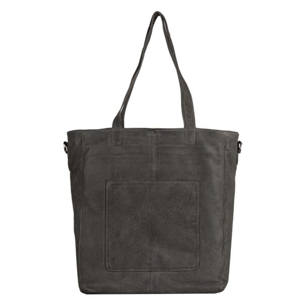 Woven Leather Tote Bag in Charcoal Grey with Detachable Strap - Image 2