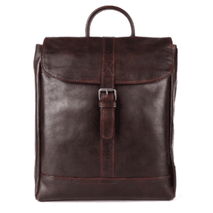 Premium leather backpack shoulder bag in tan brown with adjustable straps and multiple compartments