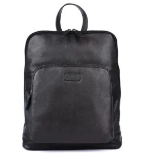 A sleek black leather backpack from the best Indian leather brands, designed for modern professionals and travellers, featuring a minimalist design and premium craftsmanship.