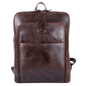Elite Brown Leather Laptop Backpack