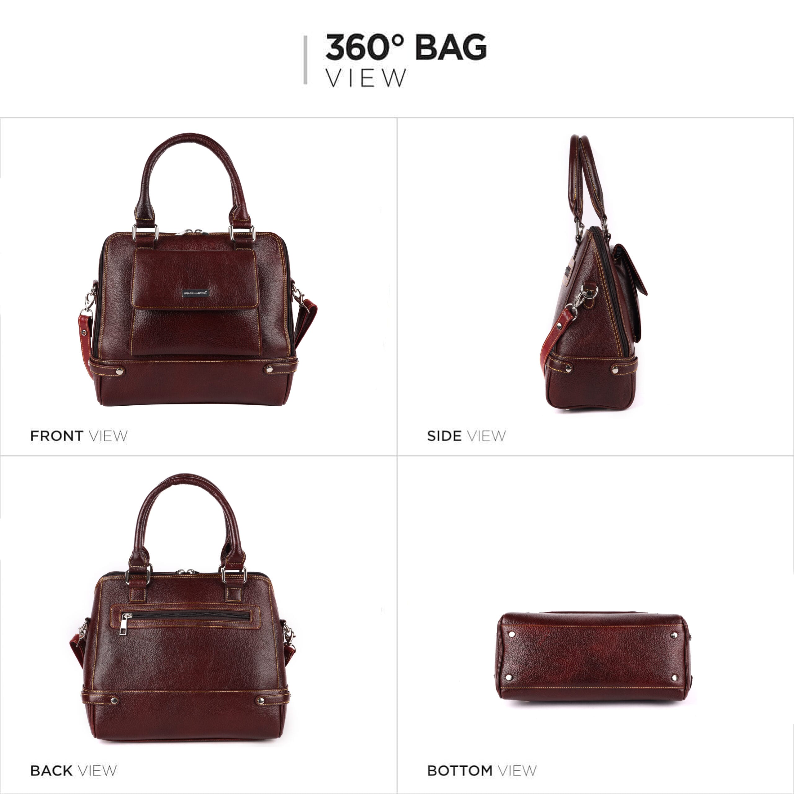 Classic Chocolate Brown Leather Satchel - Image 6