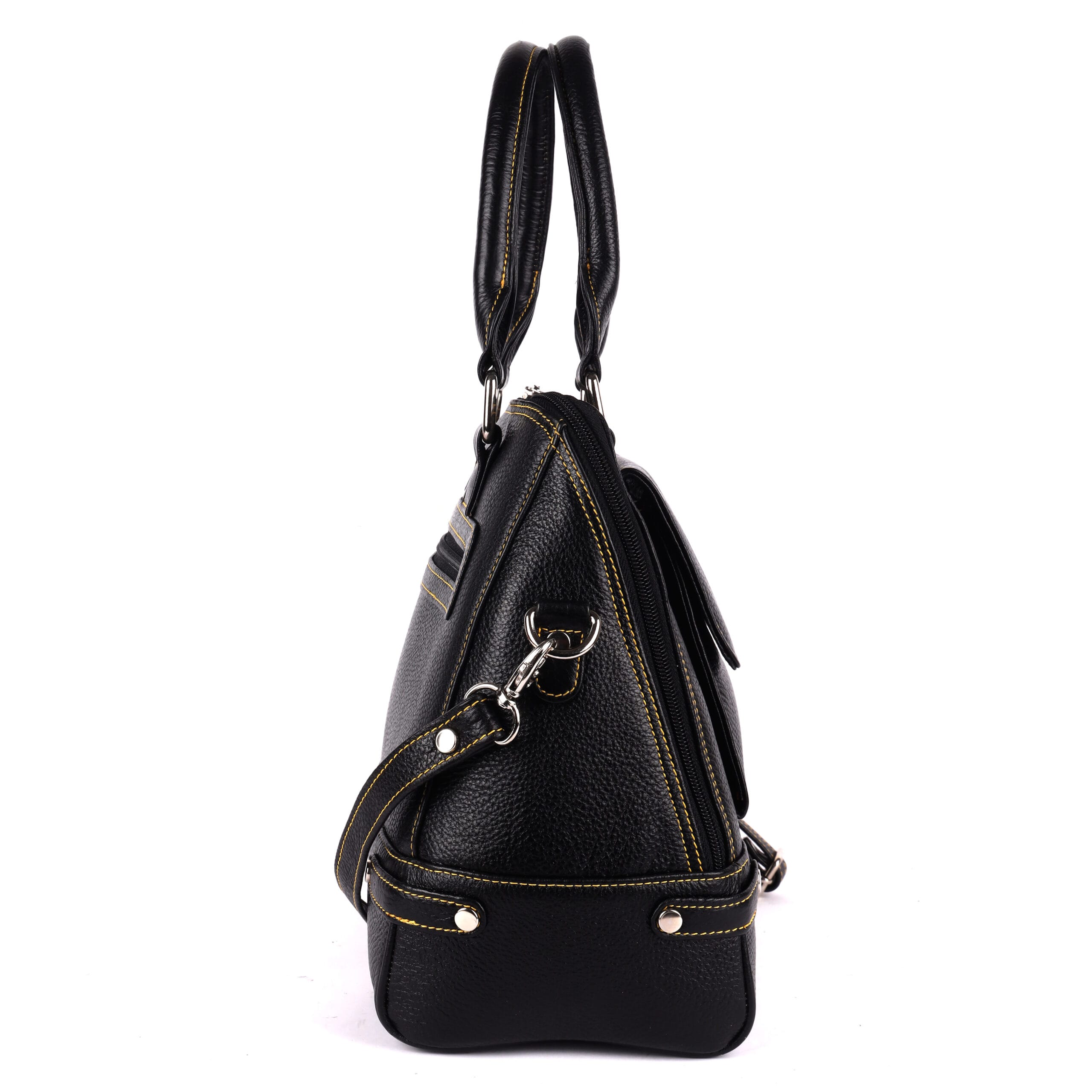 Classic Black Structured Leather Handbag - Image 5