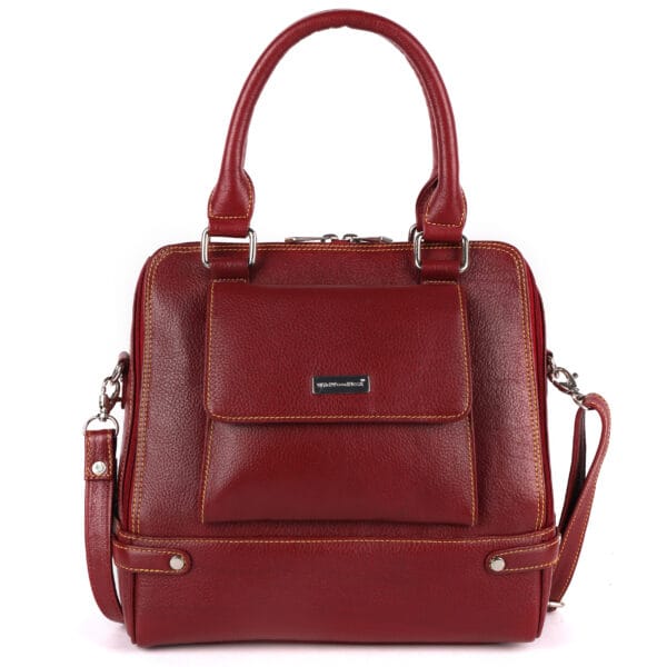 Crimson Elegance Structured Leather Handbag
