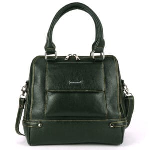 Deep Olive Green Top Handle Leather Bag