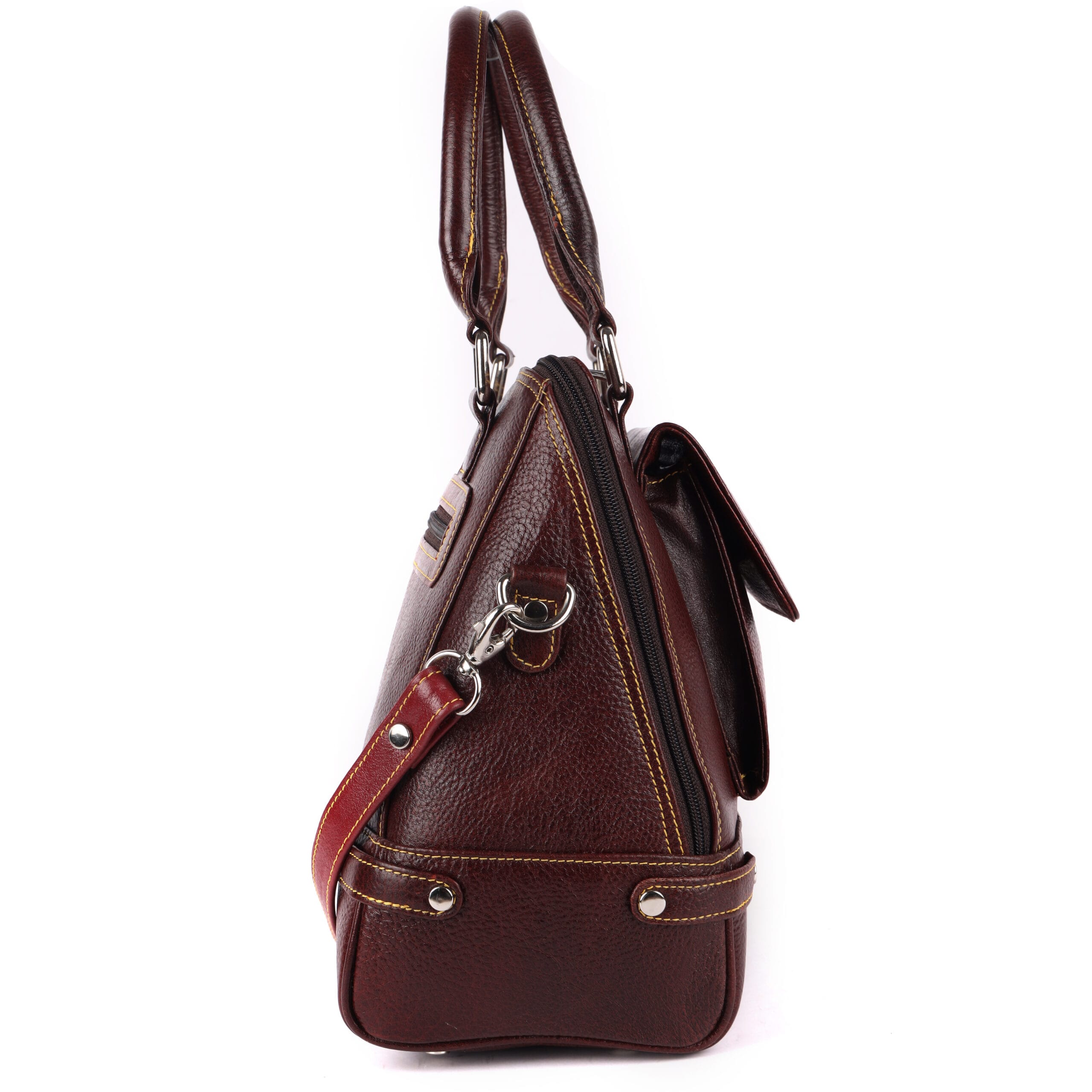 Classic Chocolate Brown Leather Satchel - Image 5