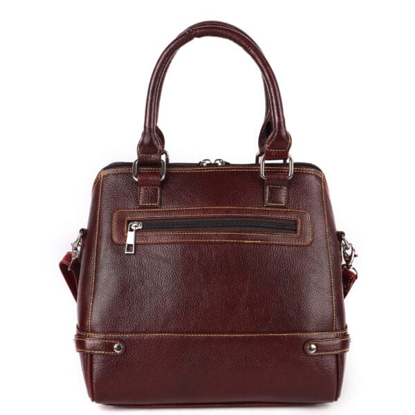 Classic Chocolate Brown Leather Satchel - Image 3