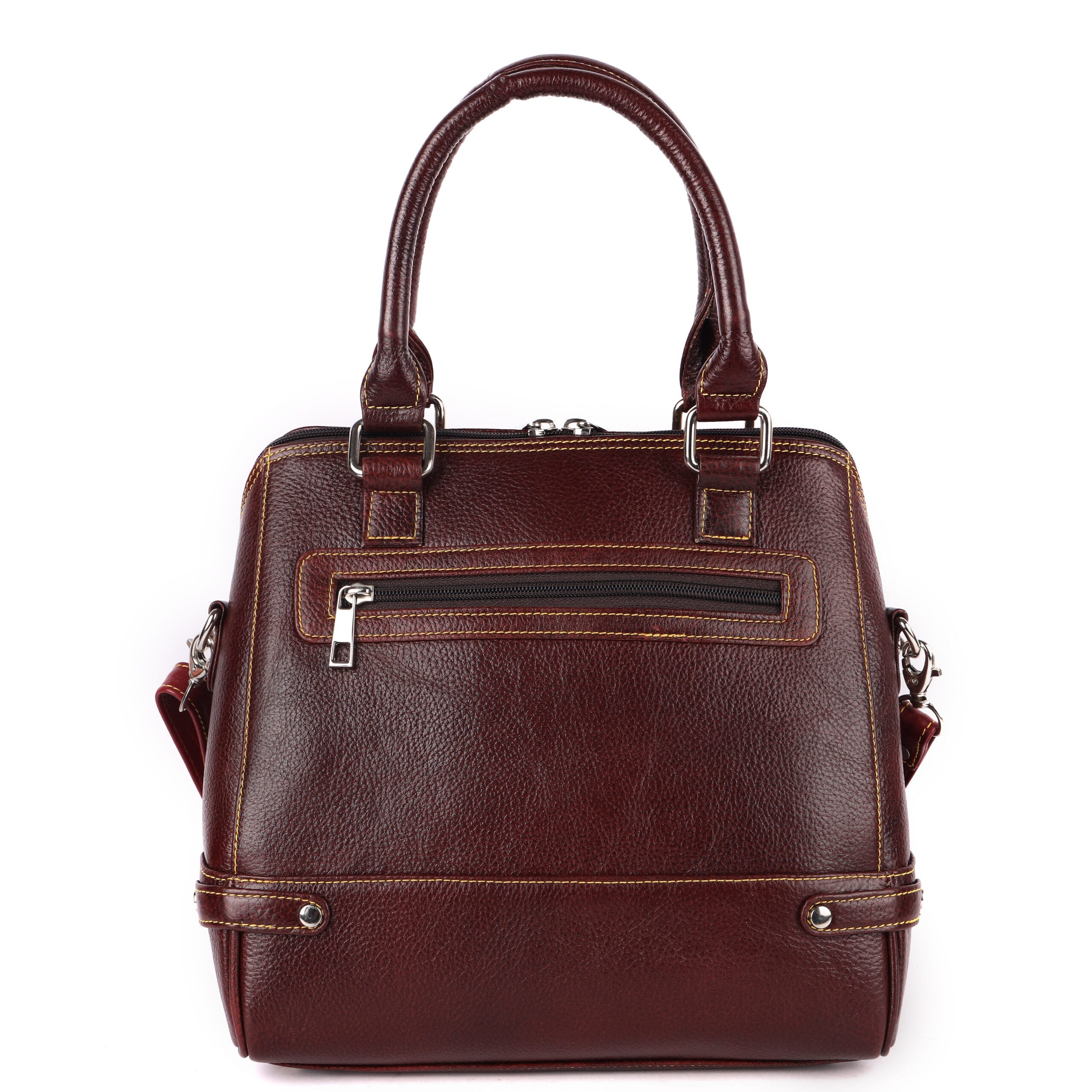 Classic Chocolate Brown Leather Satchel - Image 3