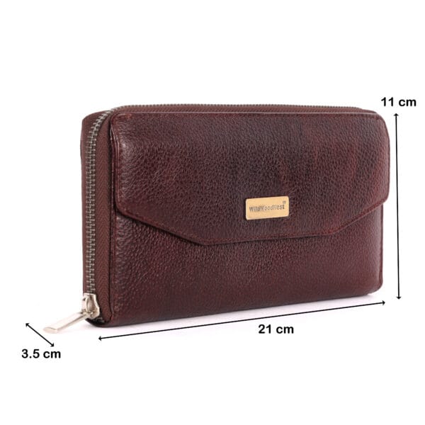 Classic Maroon Zip-Around Leather Women Wallet - Image 5