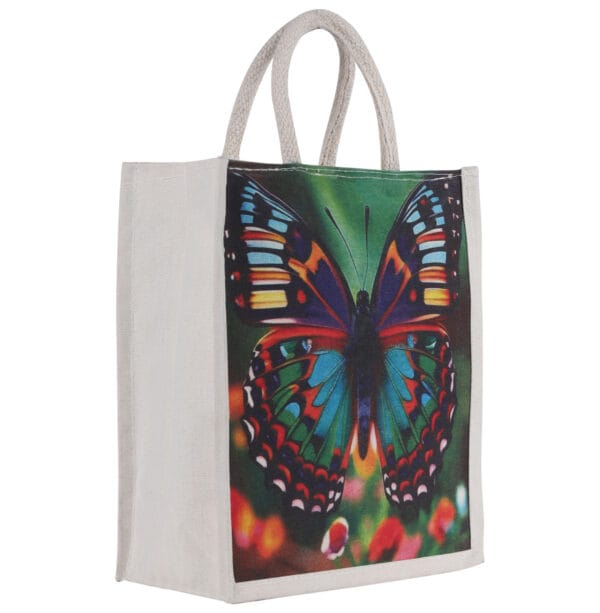 Butterfly Bloom Eco Jute Bag - Image 3