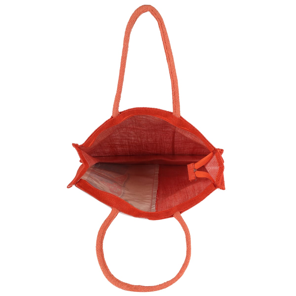 Terracotta Orange Madhubani Art Jute Tote - Image 2