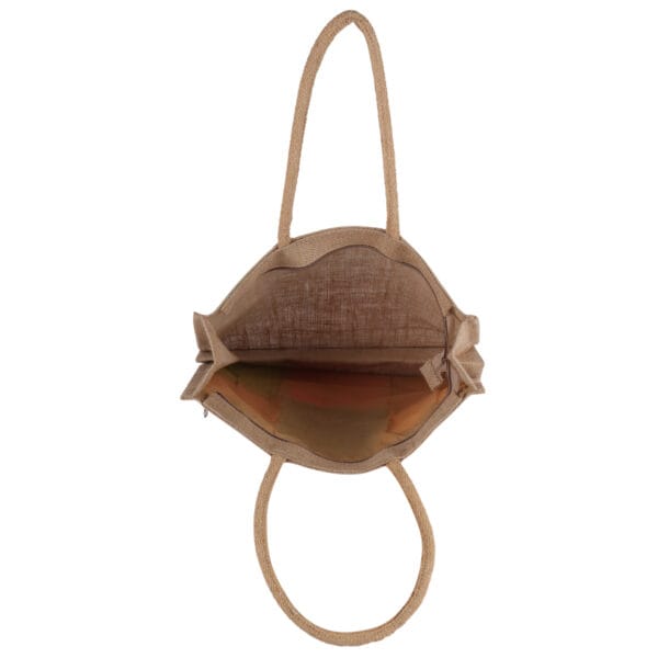 Multicolor Patchwork Jute Tote Bag - Image 2