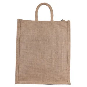 Plain jute shopping bag with short handle for eco-friendly use