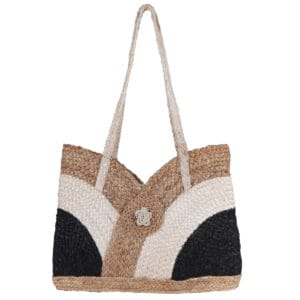 Handcrafted multicolor jute handbag showcasing artisan techniques in making handbags