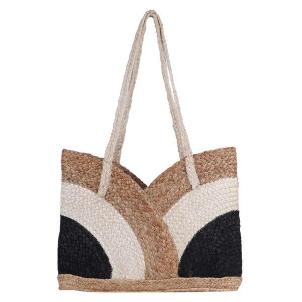 Artisan Wave Pattern Jute Shoulder Bag - Image 3