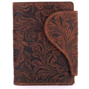 Floral Embossed Vintage Leather Wallet