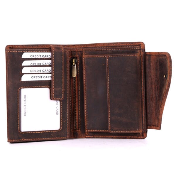 Floral Embossed Vintage Leather Wallet - Image 2