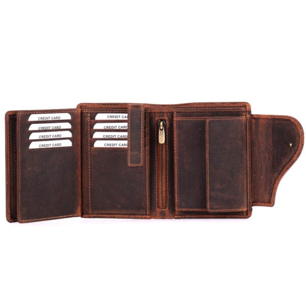 Floral Embossed Vintage Leather Wallet - Image 3