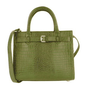 Croco Textured Green Handbag
