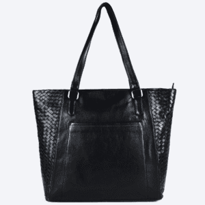 Weave Leather Tote – Black Elegance Edition