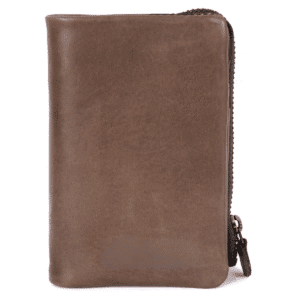 Minimalist Brown Leather Zip Wallet