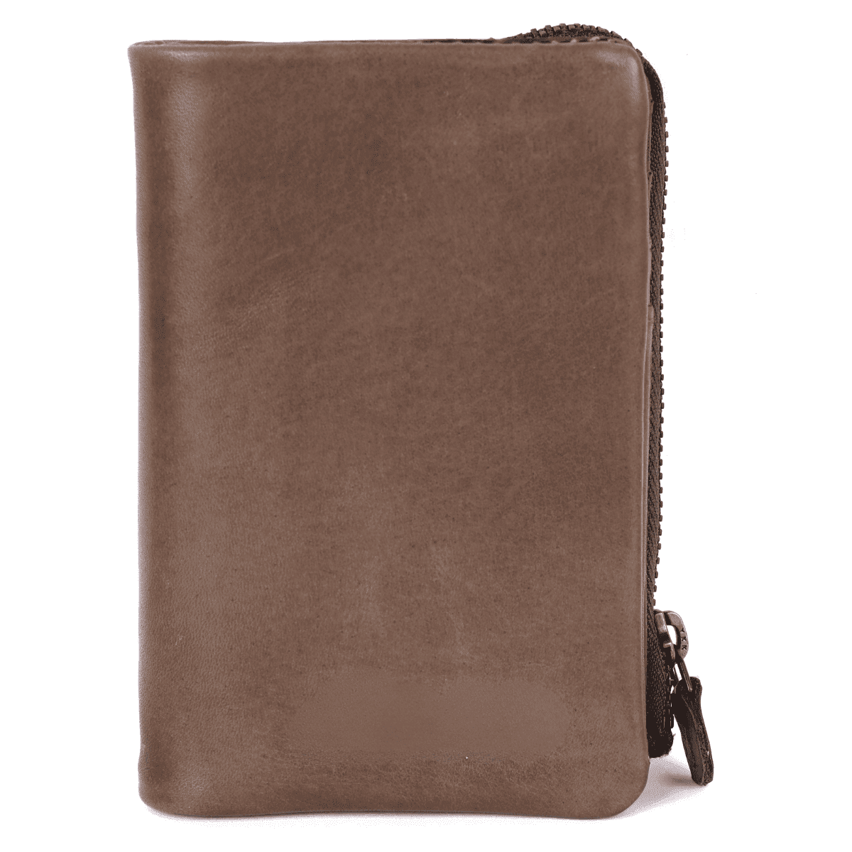Minimalist Brown Leather Zip Wallet