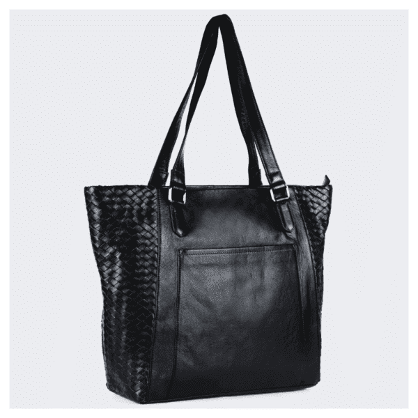 Weave Leather Tote – Black Elegance Edition - Image 2