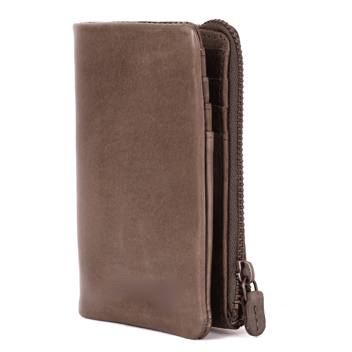 Minimalist Brown Leather Zip Wallet - Image 5