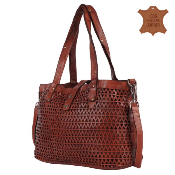 Vintage Cutwork Leather Tote Bag - Image 2