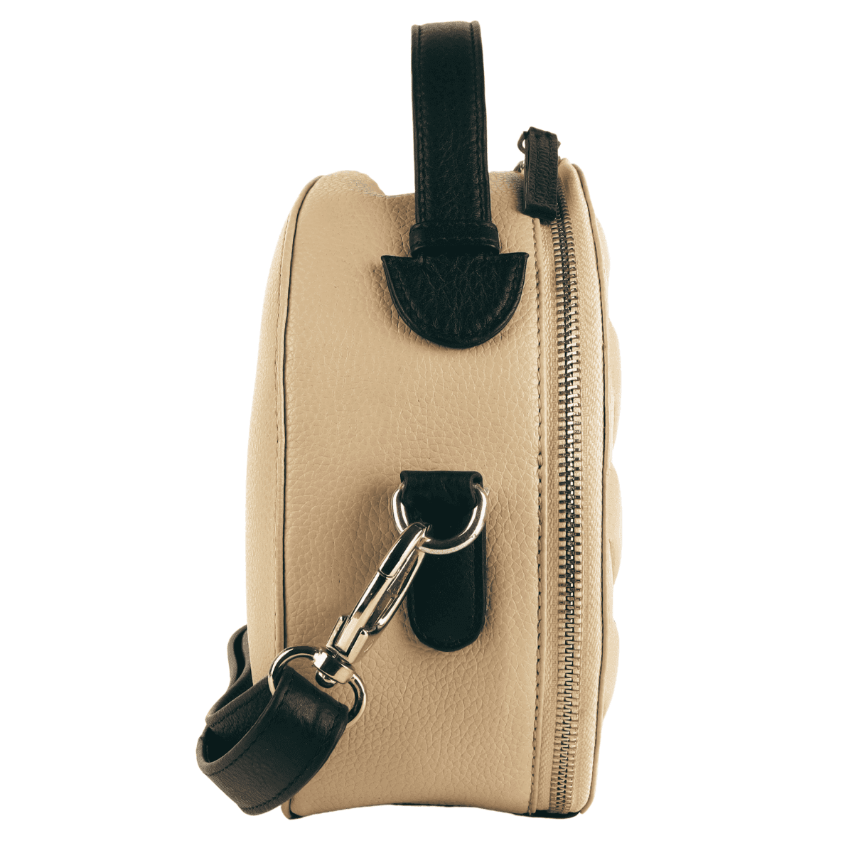 Round Quilted Leather Sling – Nude Beige - Image 4