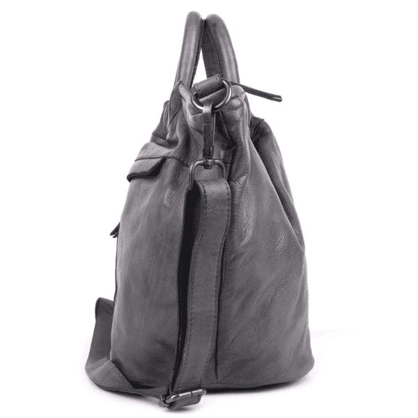 Urban Drift Soft Leather Tote – Charcoal Grey Edition - Image 3