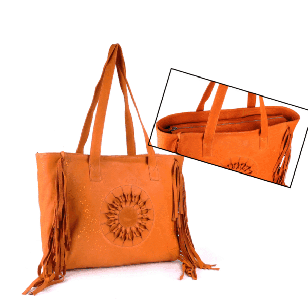 Blaze Leather Tote – Sunburst & Fringe Edition - Image 2