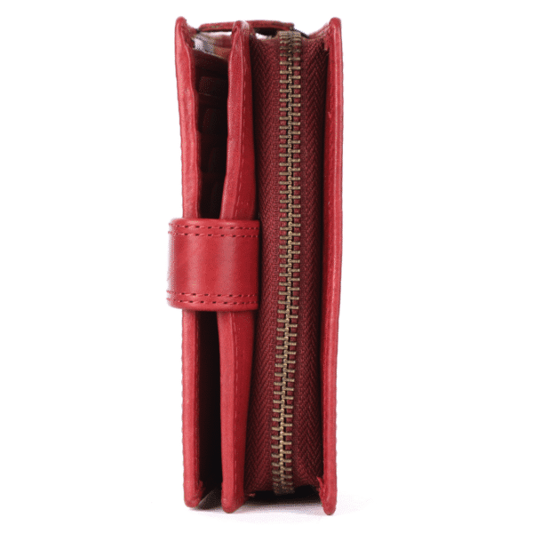Red Leather Snap Wallet with Logo Placement - Image 5
