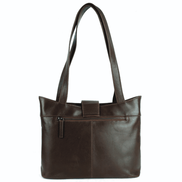 Classic Dual-Zip Women's HandBag – Genuine Leather in Rich Brown - Image 4
