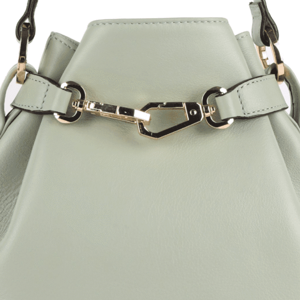 Bucket Shoulder Bag – Light Dove Grey with Gold Accent Buckle - Image 2